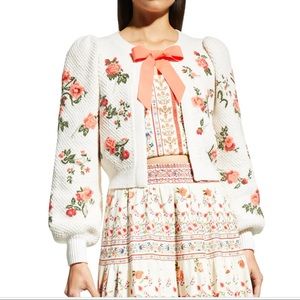 Alice + Olivia Kitty Floral Embroidered Cardigan